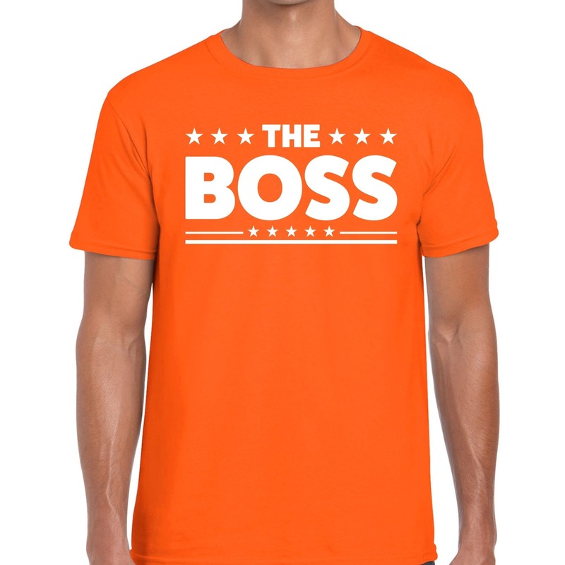 The Boss tekst t-shirt oranje heren - heren shirt The Boss - oranje kleding Top Merken Winkel